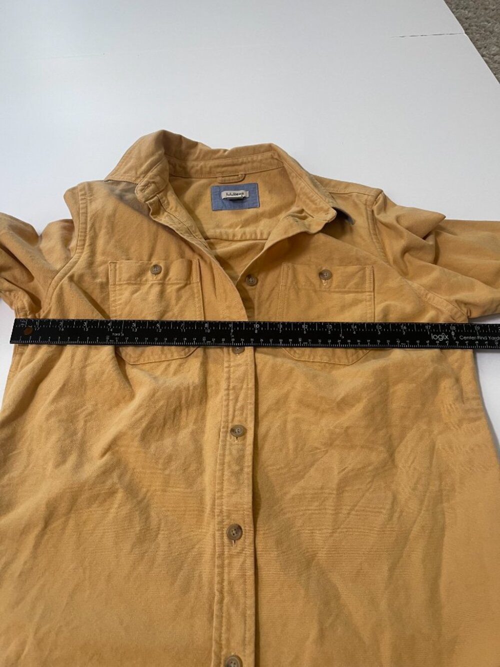 L.L.Bean Chamois Cloth Shirt XS Mustard Yellow Cotton Button Up - Picture 2 of 6